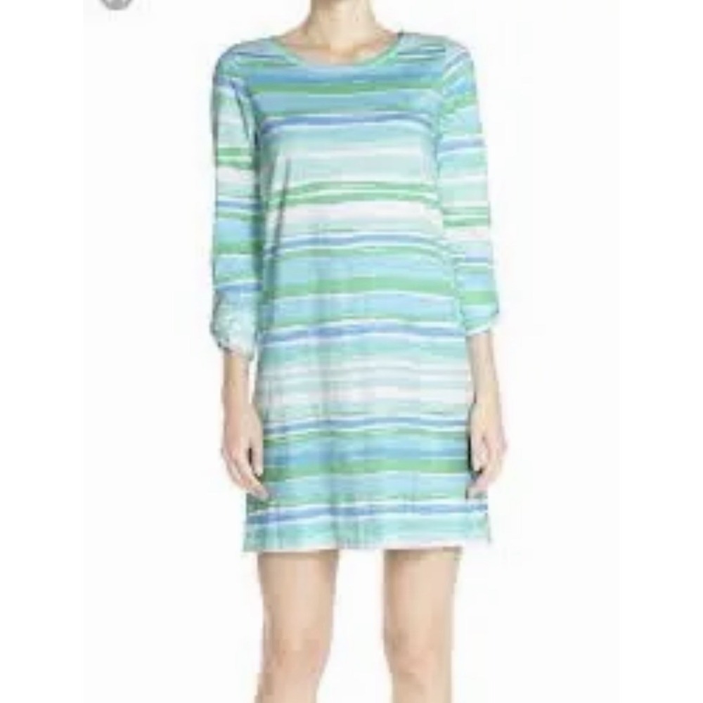 Lilly Pulitzer Linden Dress Seaspray Blu Blue Sea Stripe Size XS Preppy Beachy